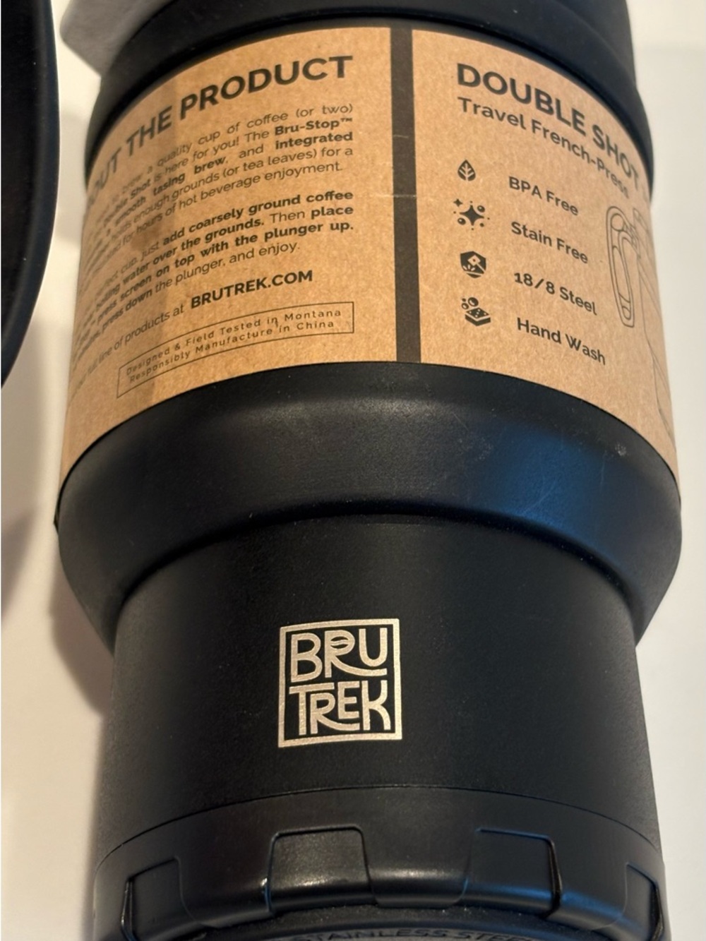 BRU TREK Double Shot 3.0 Travel French Press 16fl Oz - Picture 4 of 4